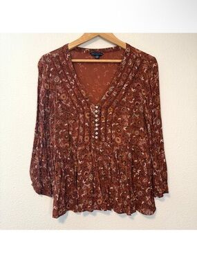 American Eagle boho burnt orange blouse